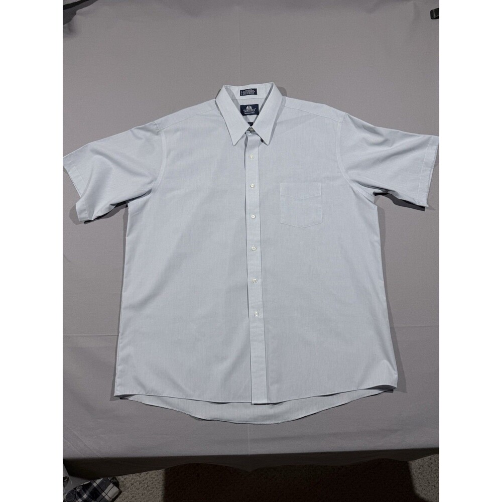 Stafford Wrinkle Free Blue Short Sleeve Dress Shirt Size 18